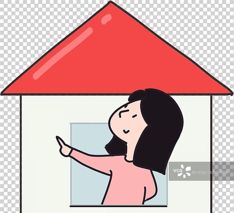 女孩与房子元素图片素材