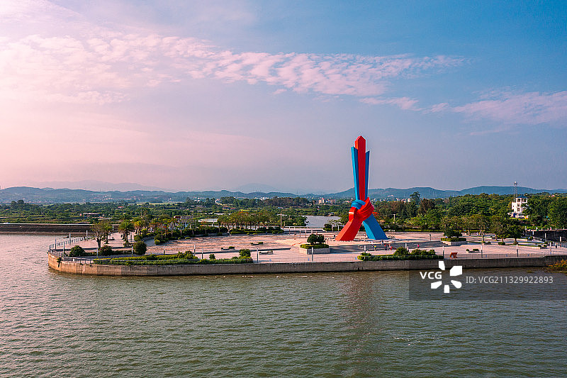 广西中越界河北仑河入海口图片素材