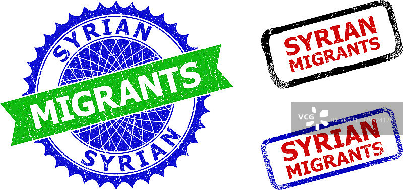 叙利亚移民双色花饰和矩形图片素材