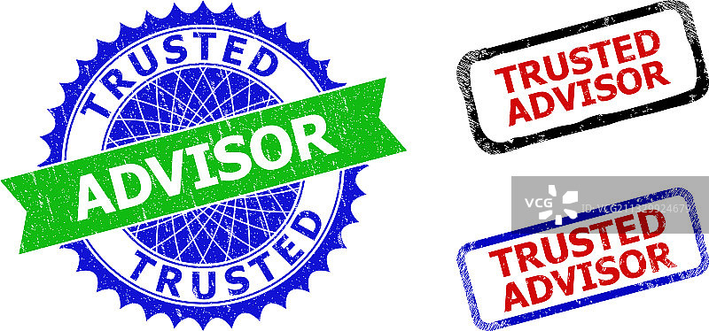 可信赖顾问双色矩形徽章图片素材