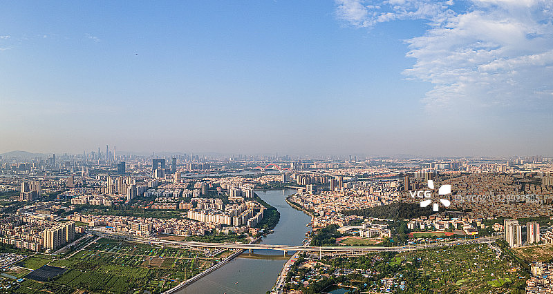 广州番禺区城市建筑航拍风光图片素材