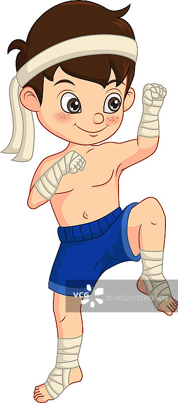 卡通滑稽的泰拳小战士图片素材