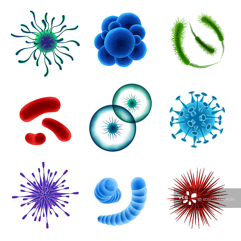 逼真的病毒集合图片素材
