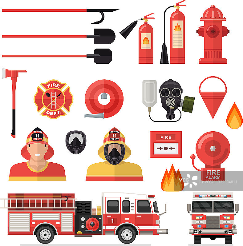 消防员彩色图标合集图片素材