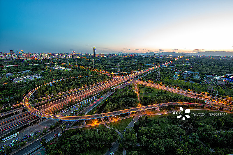 黄昏的北京北五环仰山桥景象图片素材