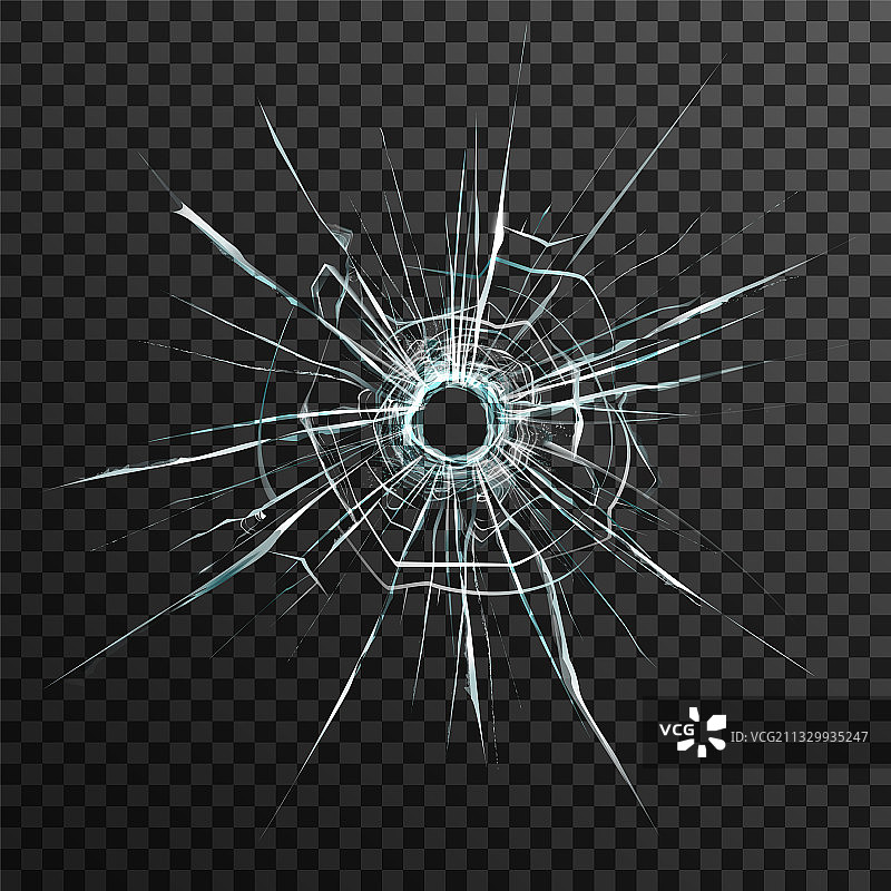 透明玻璃上的弹孔图片素材