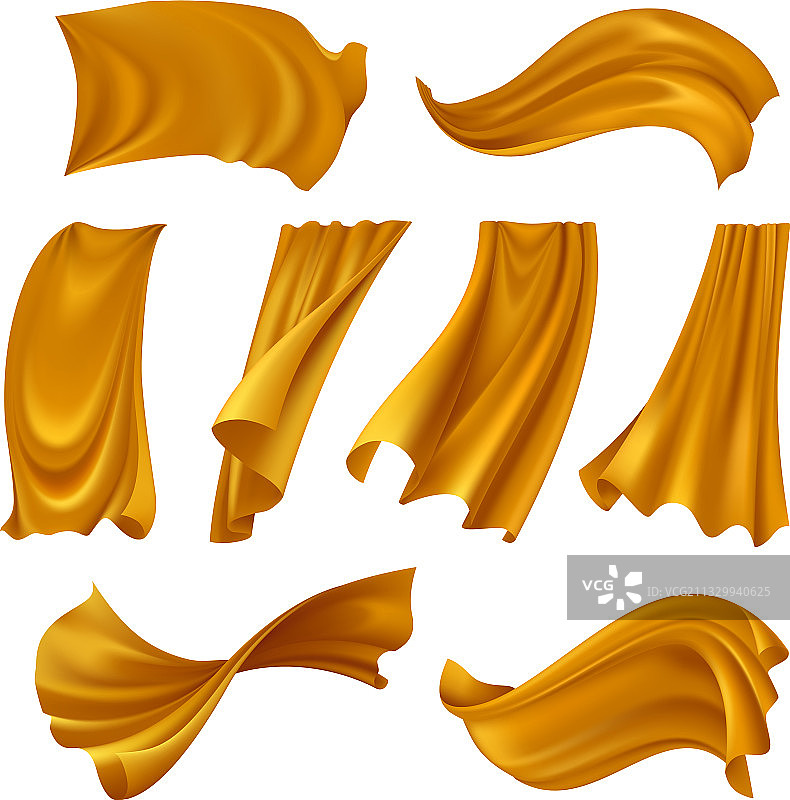 逼真的飘动金色布料素材图片素材