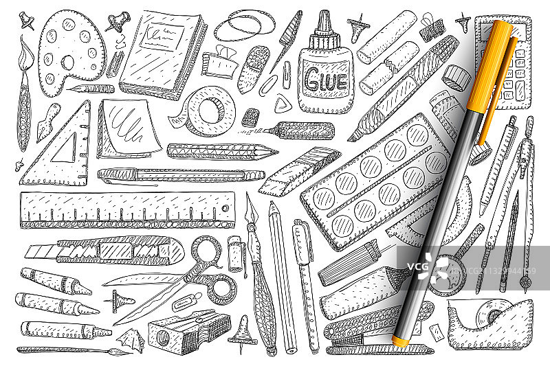 创意爱好涂鸦套装物品图片素材