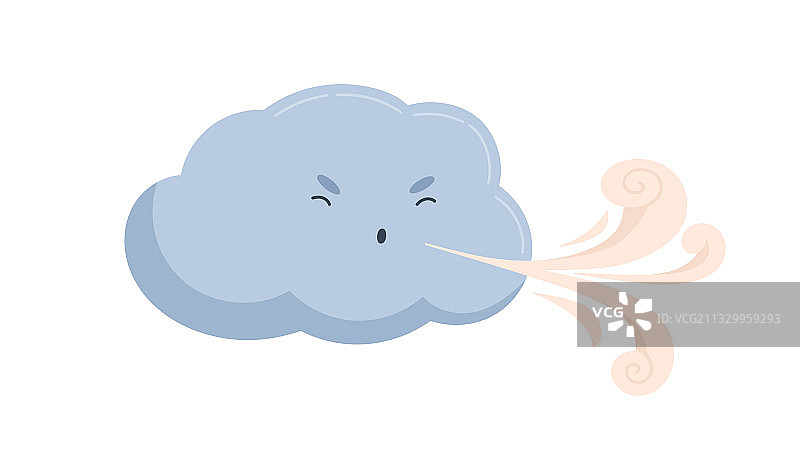 带着滑稽愤怒表情的可爱蓝色云朵图片素材
