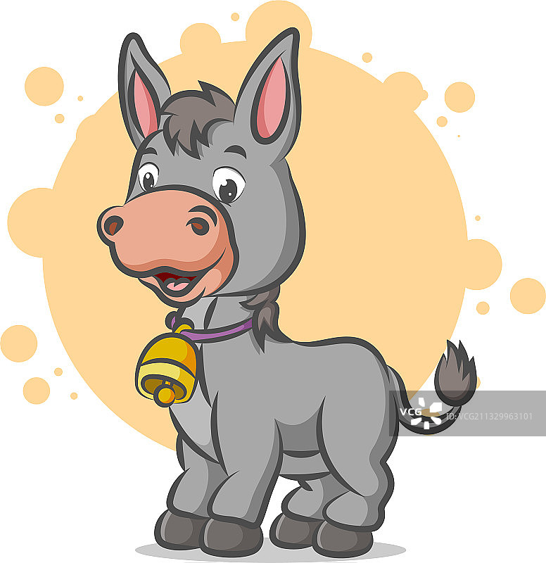 戴着铃铛项链的小驴图片素材