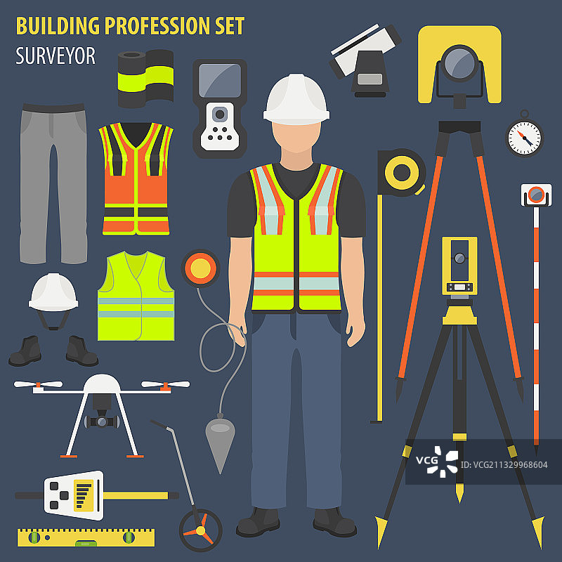 土地测量师工具职业图标图片素材