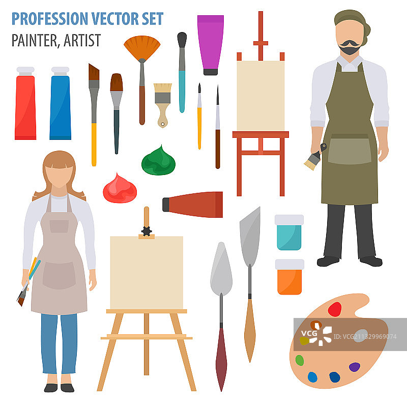 画家职业套装图片素材