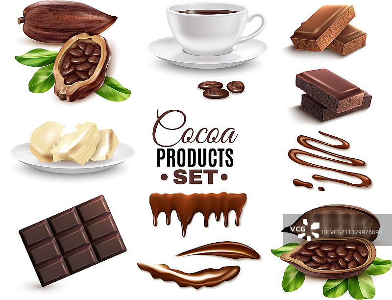 逼真可可产品套装图片素材