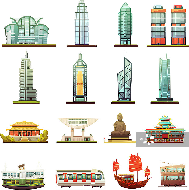 香港地标交通图标合集图片素材