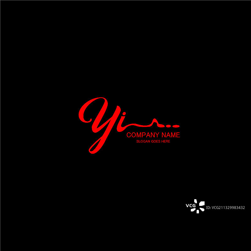 Yi首字母手写标志模板图片素材