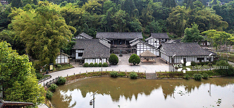 20210507航拍四川南充张澜故居图片素材