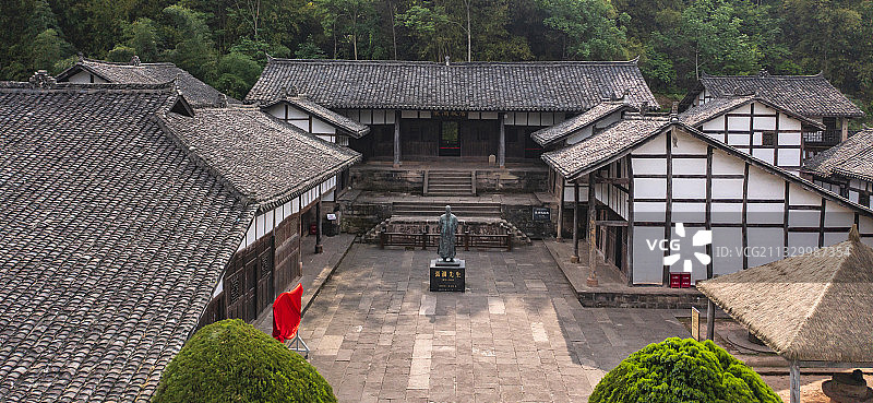 20210507航拍四川南充张澜故居图片素材