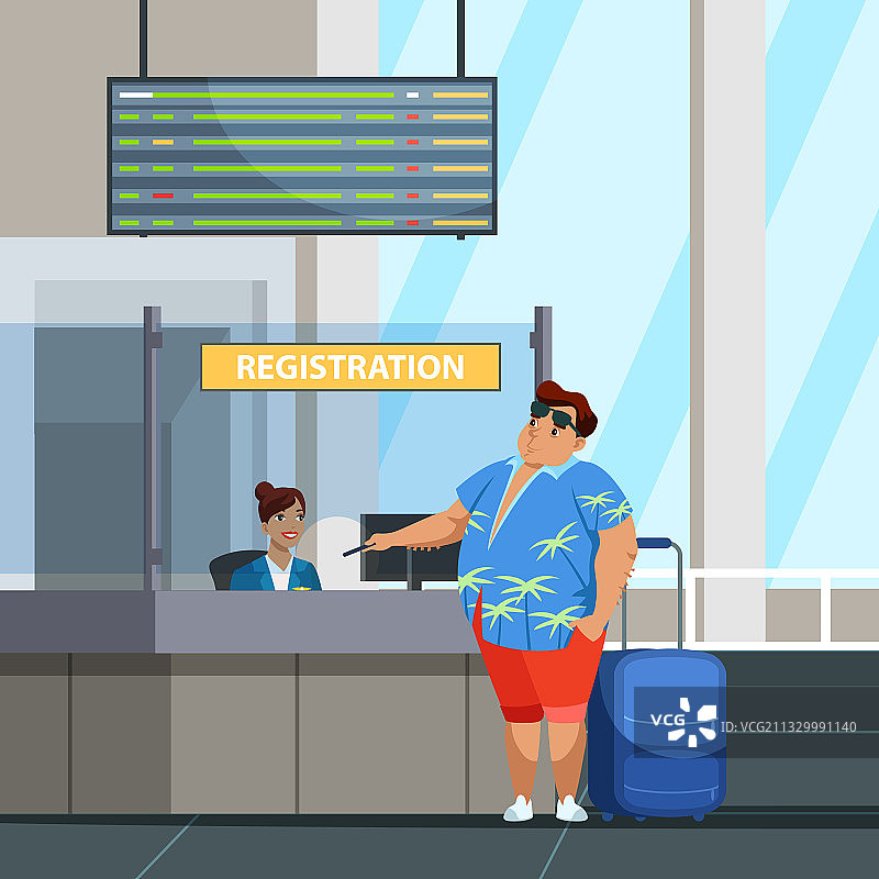 在机场办理登机手续的超重旅客图片素材