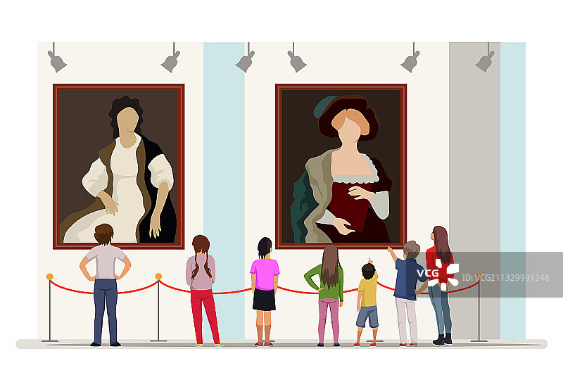 现代艺术画廊游客参观图片素材