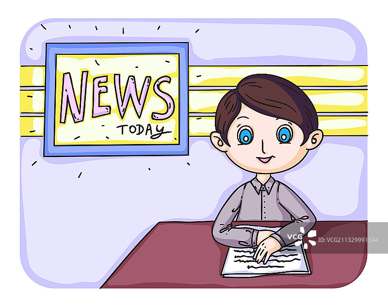 播报新闻的小男孩图片素材