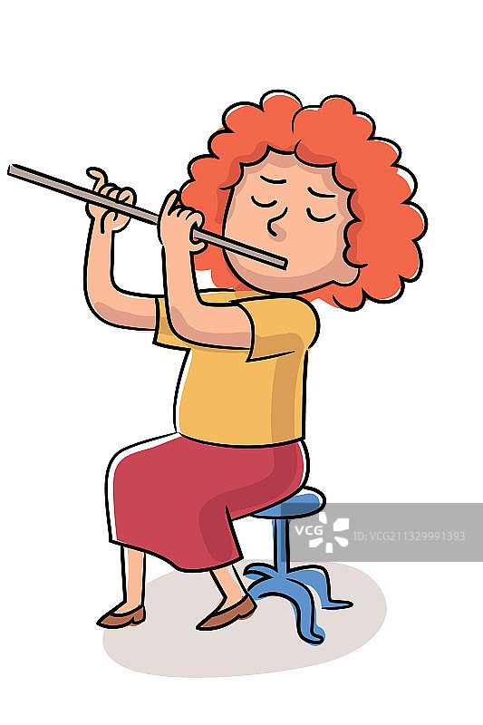 吹笛子的小女孩图片素材