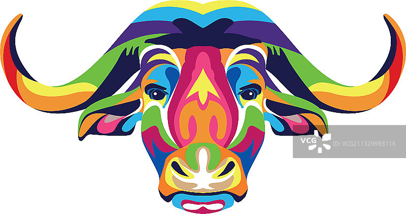 水牛野生动物彩色图标图片素材