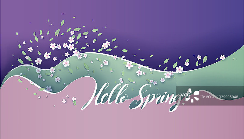 明亮波浪纹春季贺卡图片素材