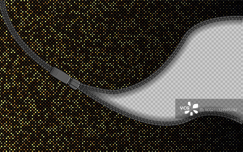 拉链打开的金色金属拉链带拉头图片素材