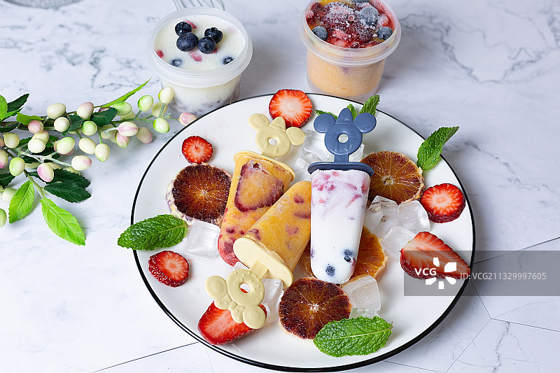 自制水果雪糕棒冰冰激凌图片素材