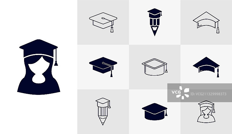 学士帽图标Logo模板教育套装图片素材
