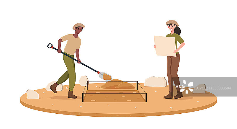 男女考古学家挖掘图片素材