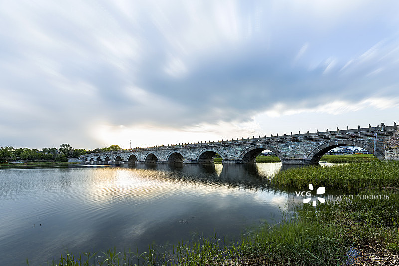 北京卢沟桥日落美景图片素材