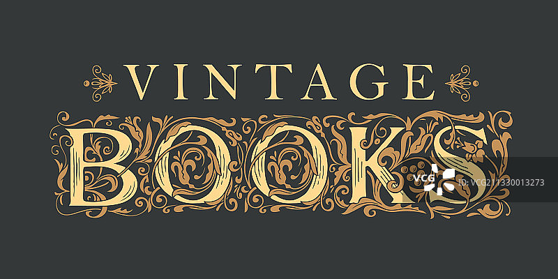 黑色背景上的华丽复古书籍图片素材