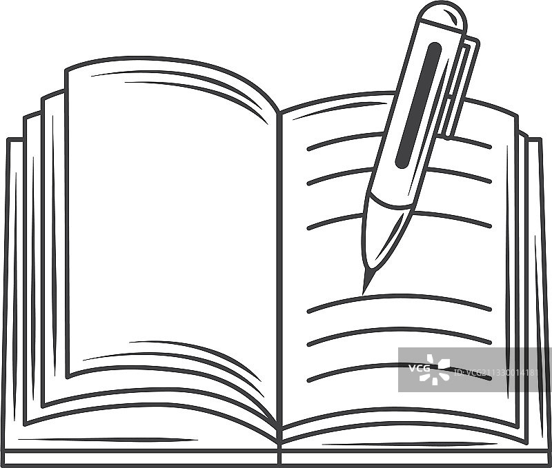 笔记本铅笔书写素描风格设计图片素材