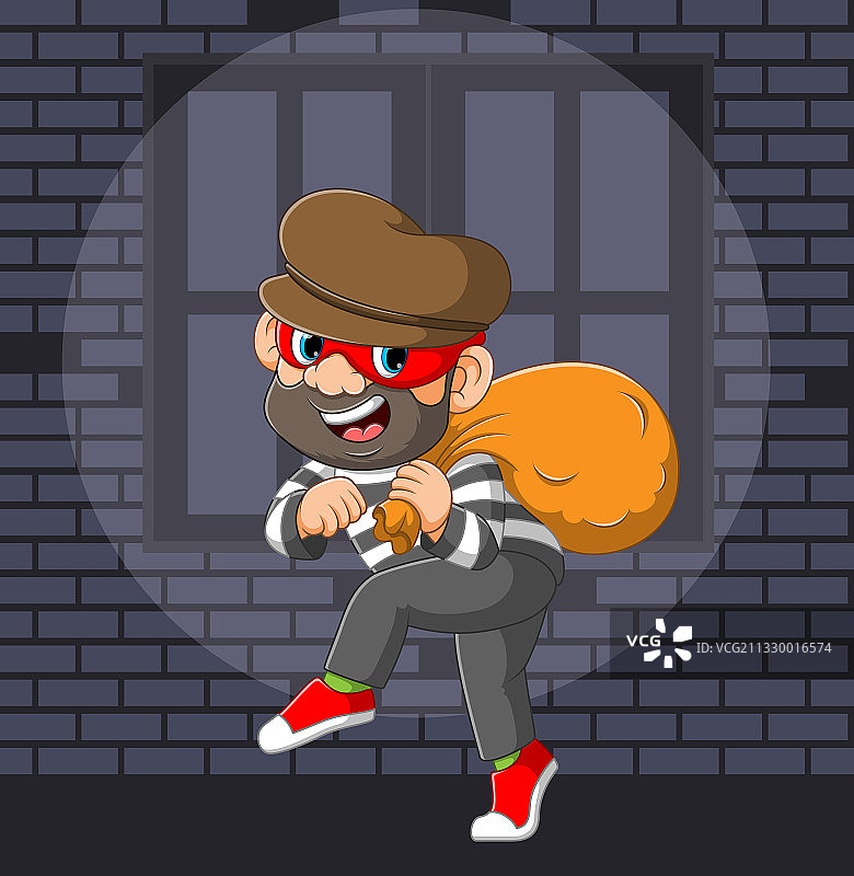 小偷使用麝香并拿着一袋图片素材