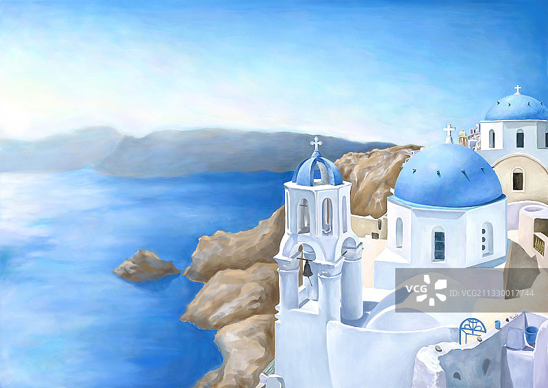圣托里尼的祈祷图片素材
