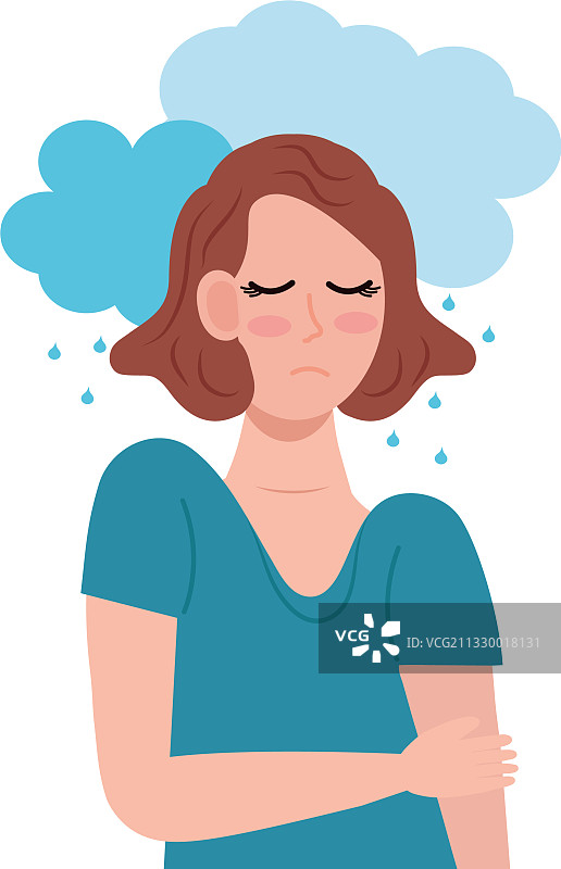 有阴雨云的双相情感障碍女人图片素材