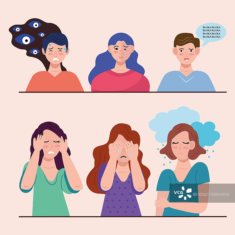 患有双相情感障碍的六人图片素材