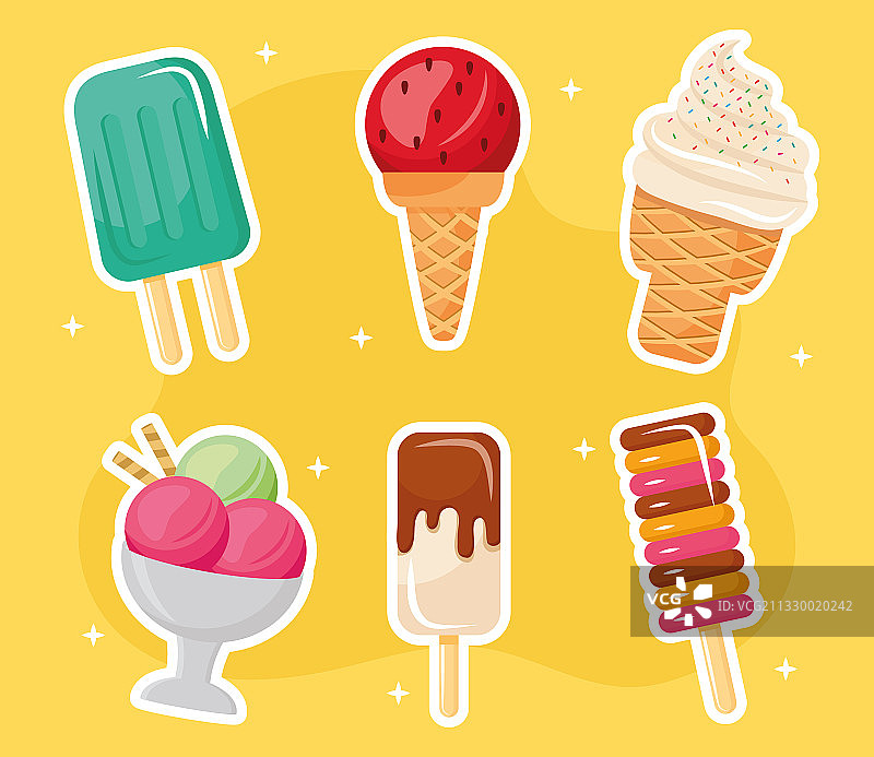 六个冰淇淋图标合集图片素材