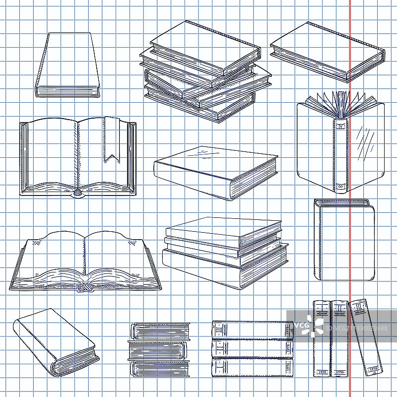速写本合集图片素材