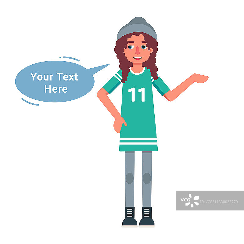 在白色背景上讲话的休闲少女图片素材