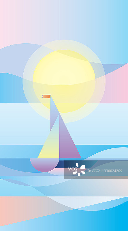 大海中行驶的帆船壁纸插画图片素材