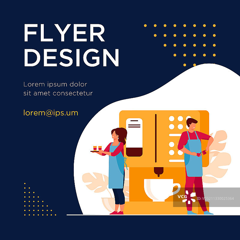 快乐的迷你咖啡师在大机器旁制作咖啡图片素材