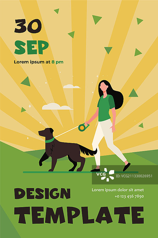 遛狗的年轻女人图片素材