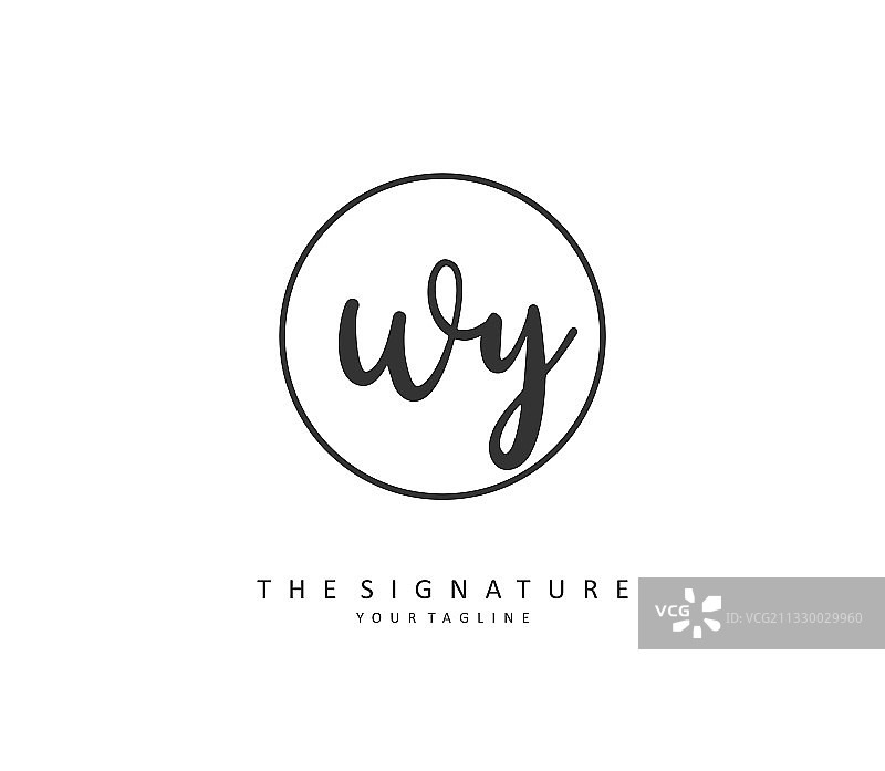 WY首字母手写签名标志图片素材