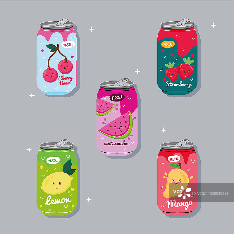 果汁罐头可爱风合集图片素材