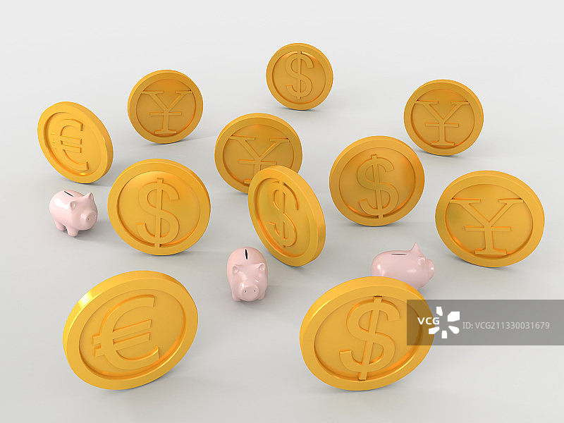 小猪和金币图片素材