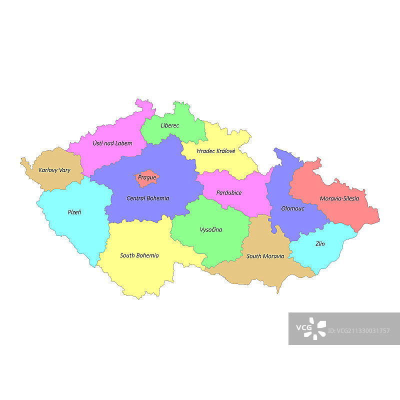 高品质彩色标签捷克地图图片素材