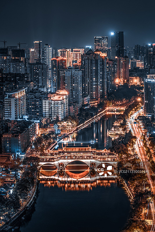 成都安顺廊桥夜景图片素材