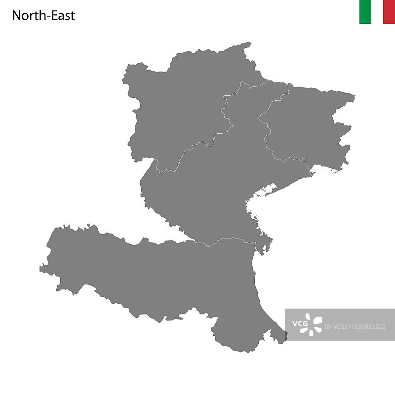 意大利东北部地区高清地图图片素材